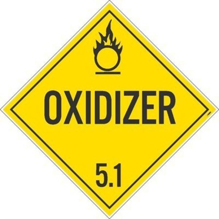 NMC Oxidizer 5.1 Dot Placard Sign, Pk50, Standards: DOT 49 CFR 172.519, Hazardous Class 5 DL14UV50